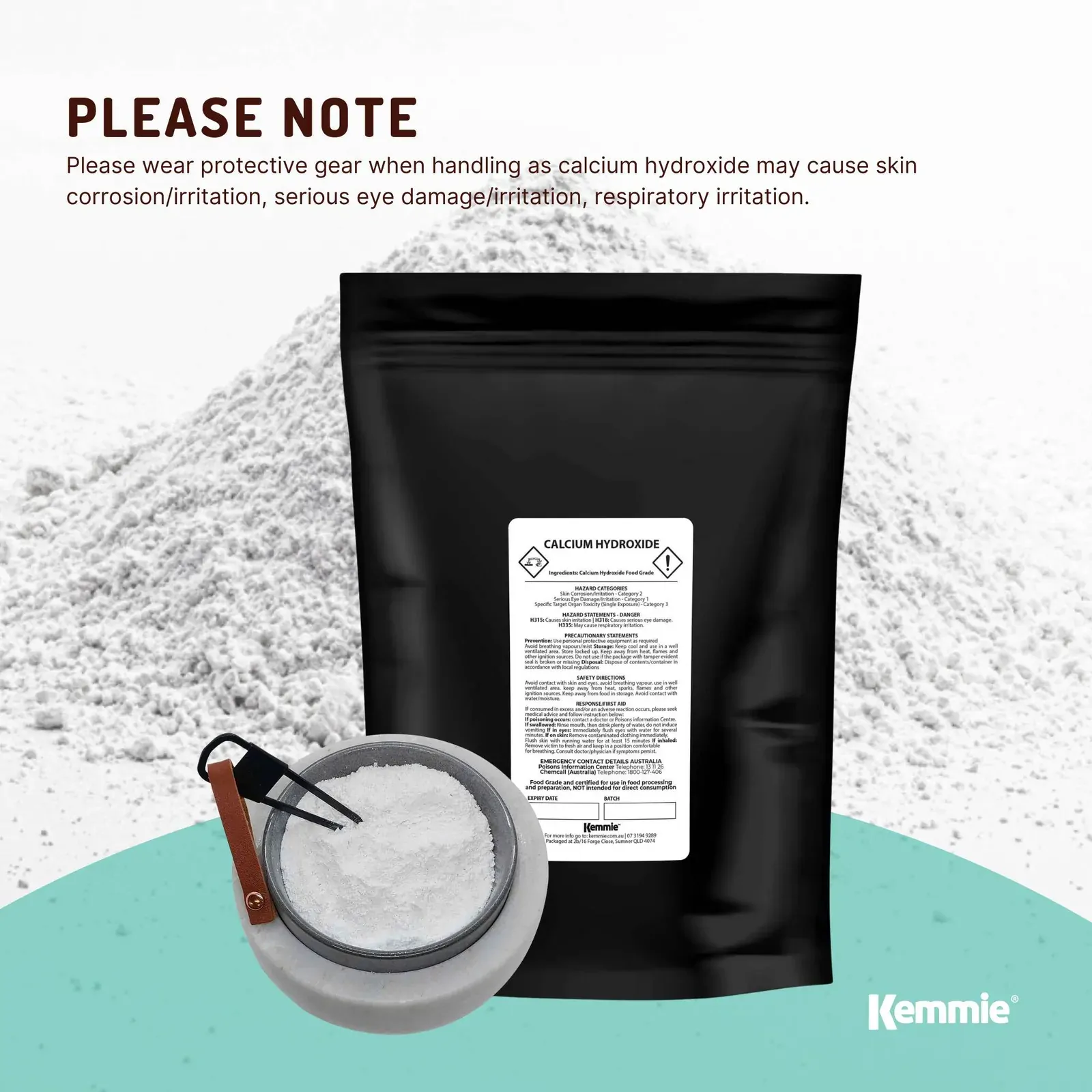 100g Food Grade Calcium Hydroxide Powder - FCC Hydrated Slaked Pickling Lime Price