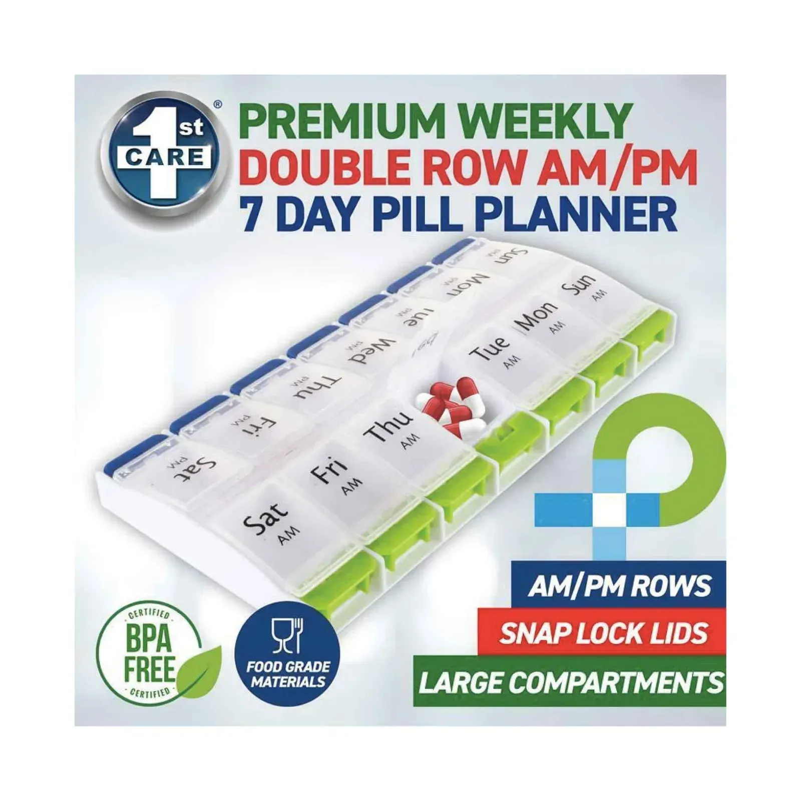 AM/PM Weekly Pill Box 7 Day Tablet Medicine Organiser Holder Case 14 Compartment Price