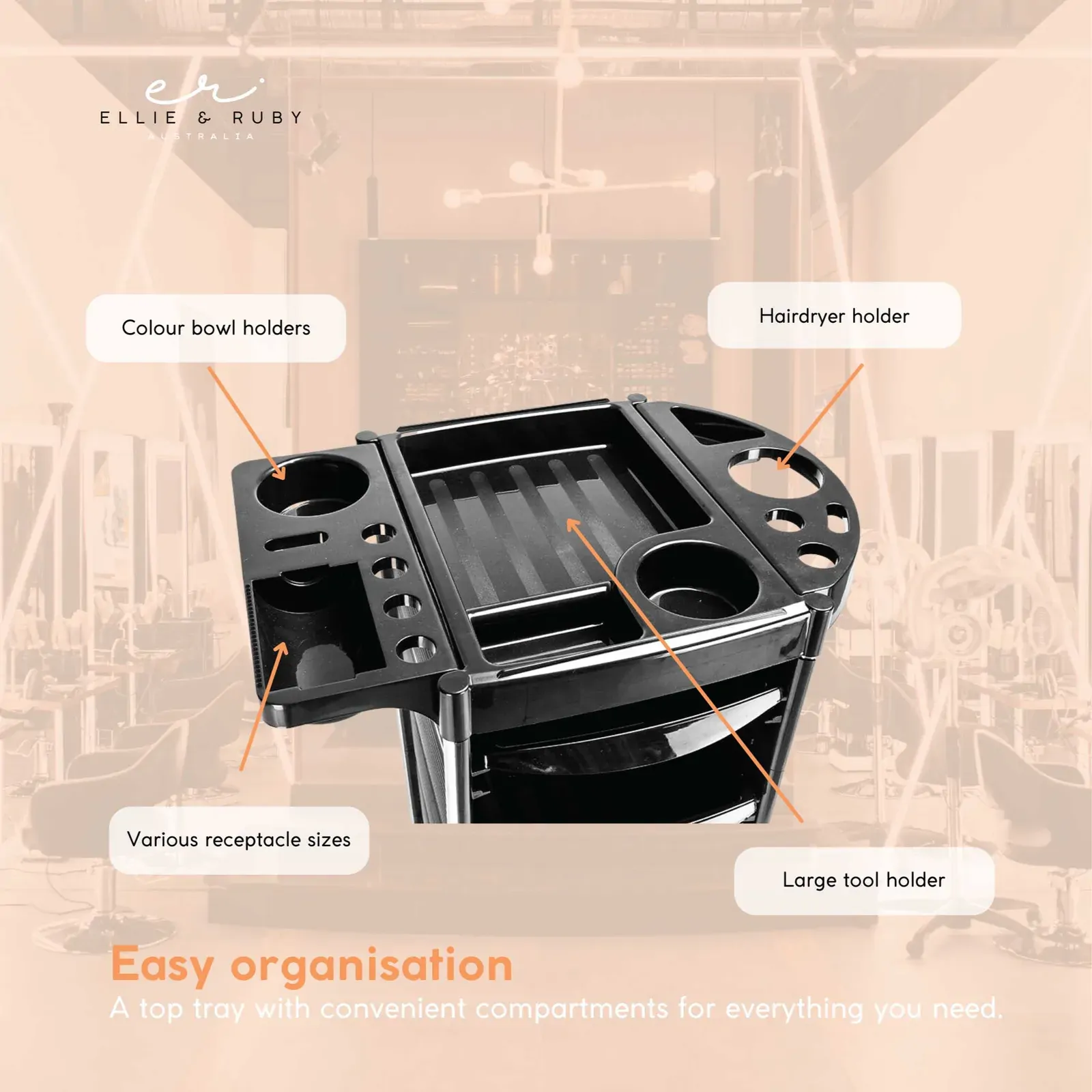 5 Drawer Hairdressing Trolley Black 90x30x36cm Hair Salon Beauty Rolling Cart Price