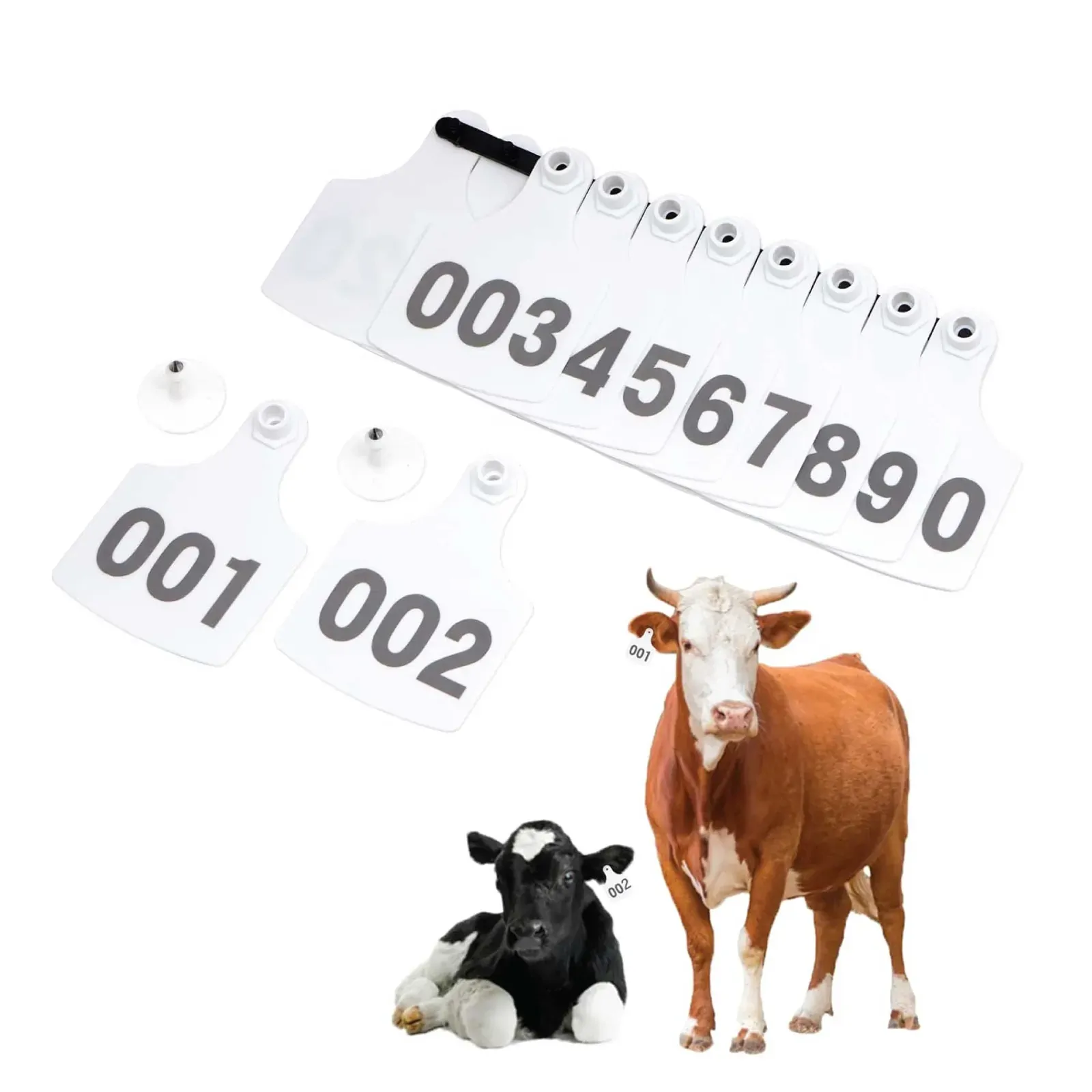 1-100 Cattle Number Ear Tags 7x10cm Set - XL White Cow Sheep Livestock Labels Price