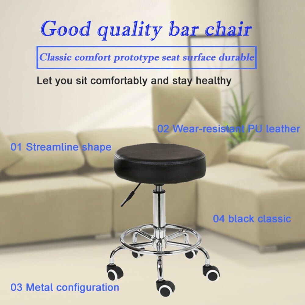 Salon Chair Bar Swivel Stool Office Roller Wheels Portable Height Adjust Leather BS8401 Price