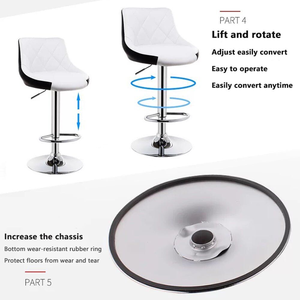 Bar Stools Kitchen Bar Stool Leather Barstools Swivel Gas Lift Counter Chairs x2 BS8403 Black Price