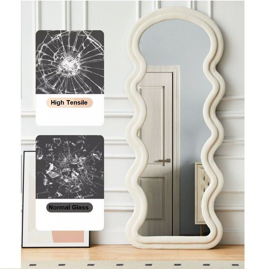 1.7m Elegance Curvy Floor Mirror Wavy Full Lenght Curvy Squiggle Full Body Irregular Asymmetrical Floor Home Decor Birch White Price