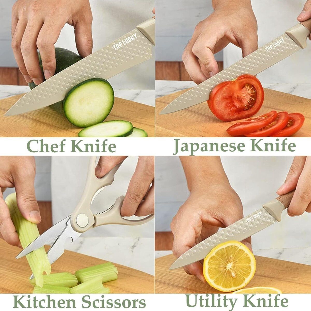 6-Piece Kitchen Knife Set Non-Stick Stainless Steel Blades with Universal Knife Block Price
