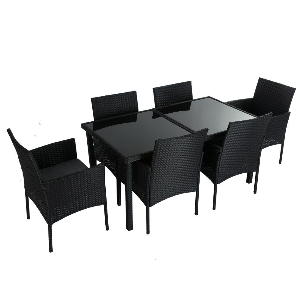 Outdoor Minimalist Black Wicker 6-Seater Dining Set Price