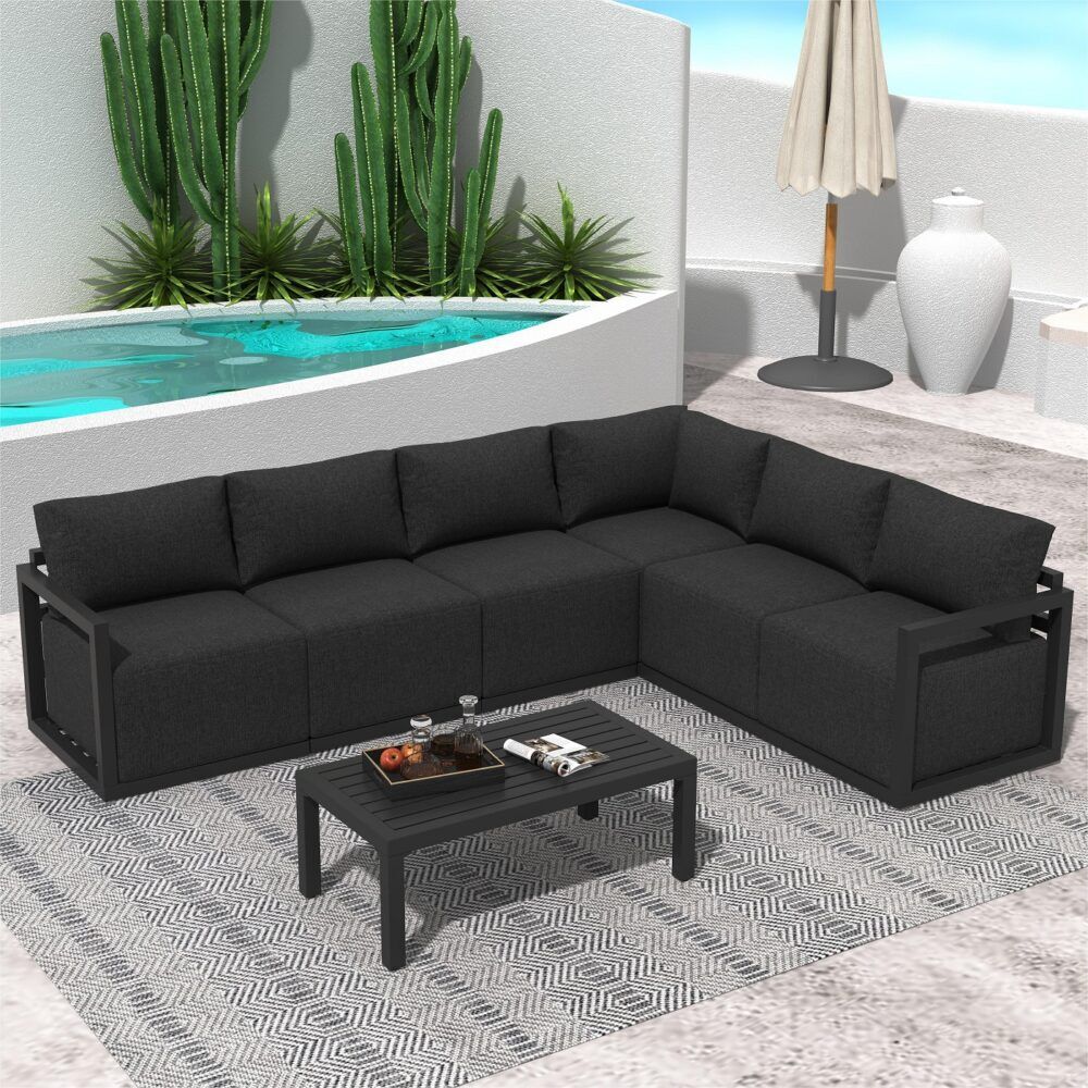 Contemporary All-Weather Lounge Set Charcoal Grey Price