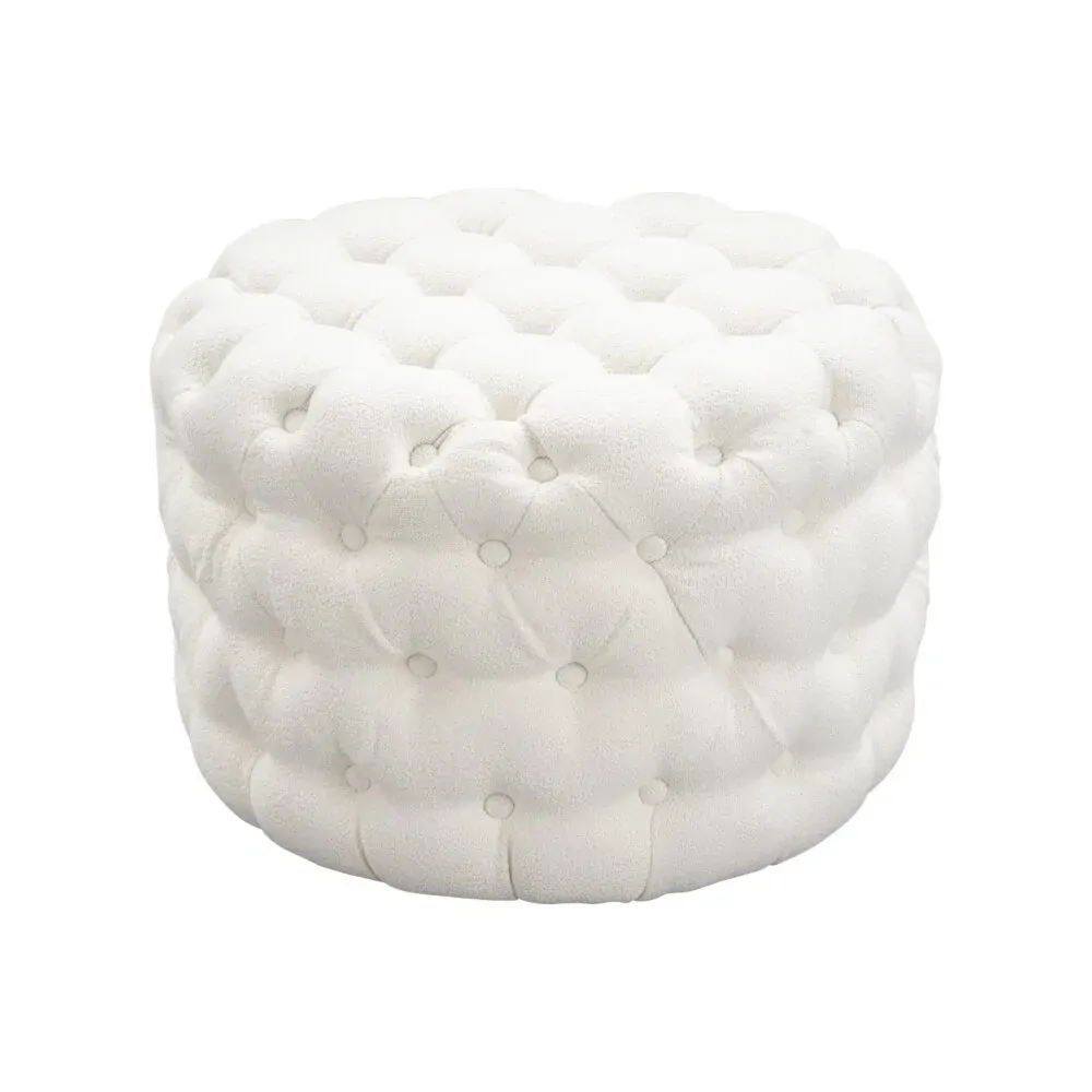 Boucle White Ottoman-Round Price