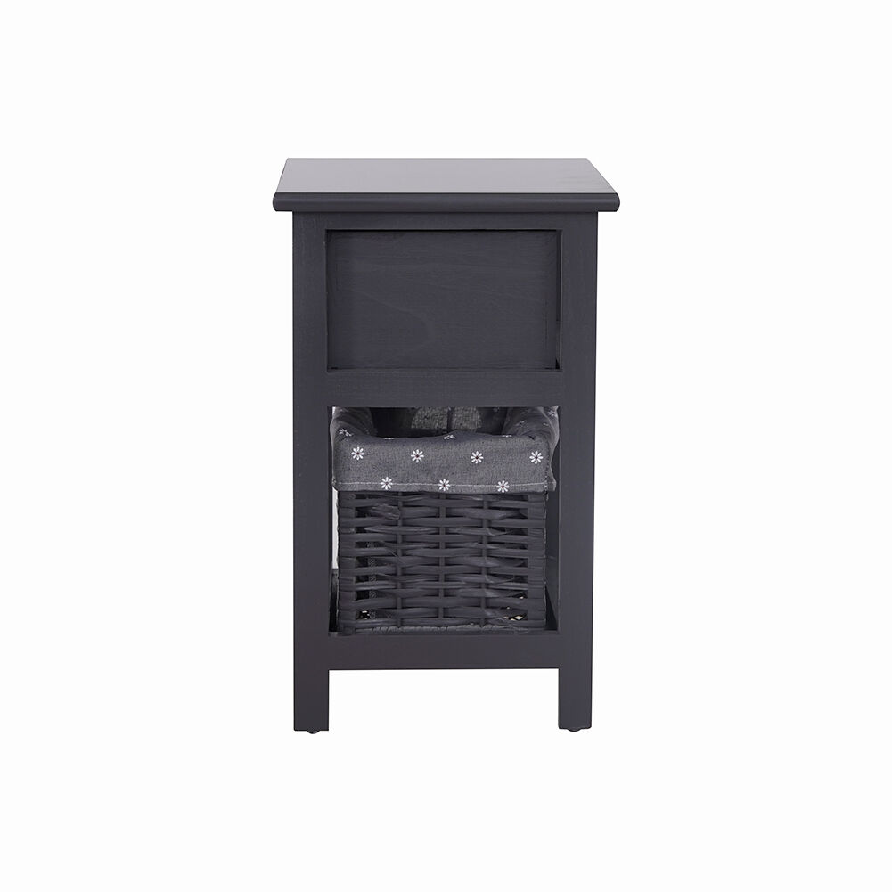 Grey Bedside Table with Wicker Basket Price