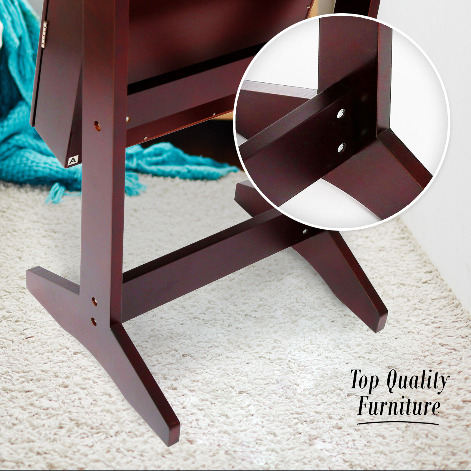 Mirror Jewellery Cabinet Storage Organiser LUVO 146cm WALNUT Price