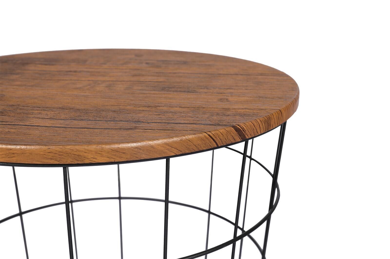 Vintage Round Coffee Tables Set of 2 Side Tables Robust Steel Frame for Living Room Bedroom Rustic Brown and Black Price