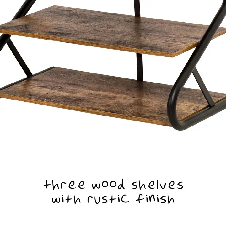 Matte Black Frame Rustic Wood 3-Tier Medium Shoe Rack Shelf Stand Storage Organizer Price