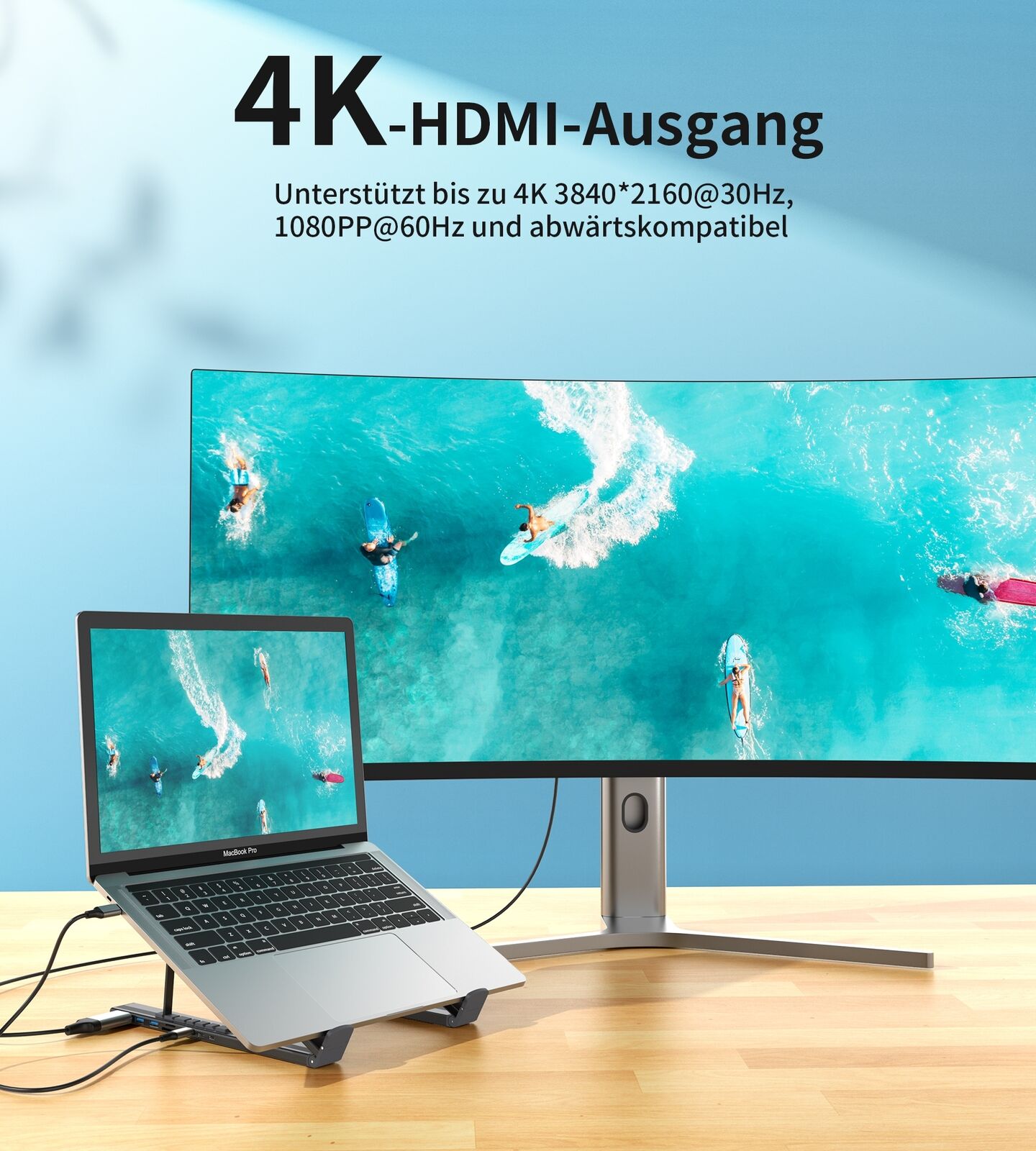 CHOETECH HUB-M48 7-in-1 Hub + Foldable Laptop stand USB-C to HDMI 4K/USB-A/TF&SD/USB-C with PD Charging Price