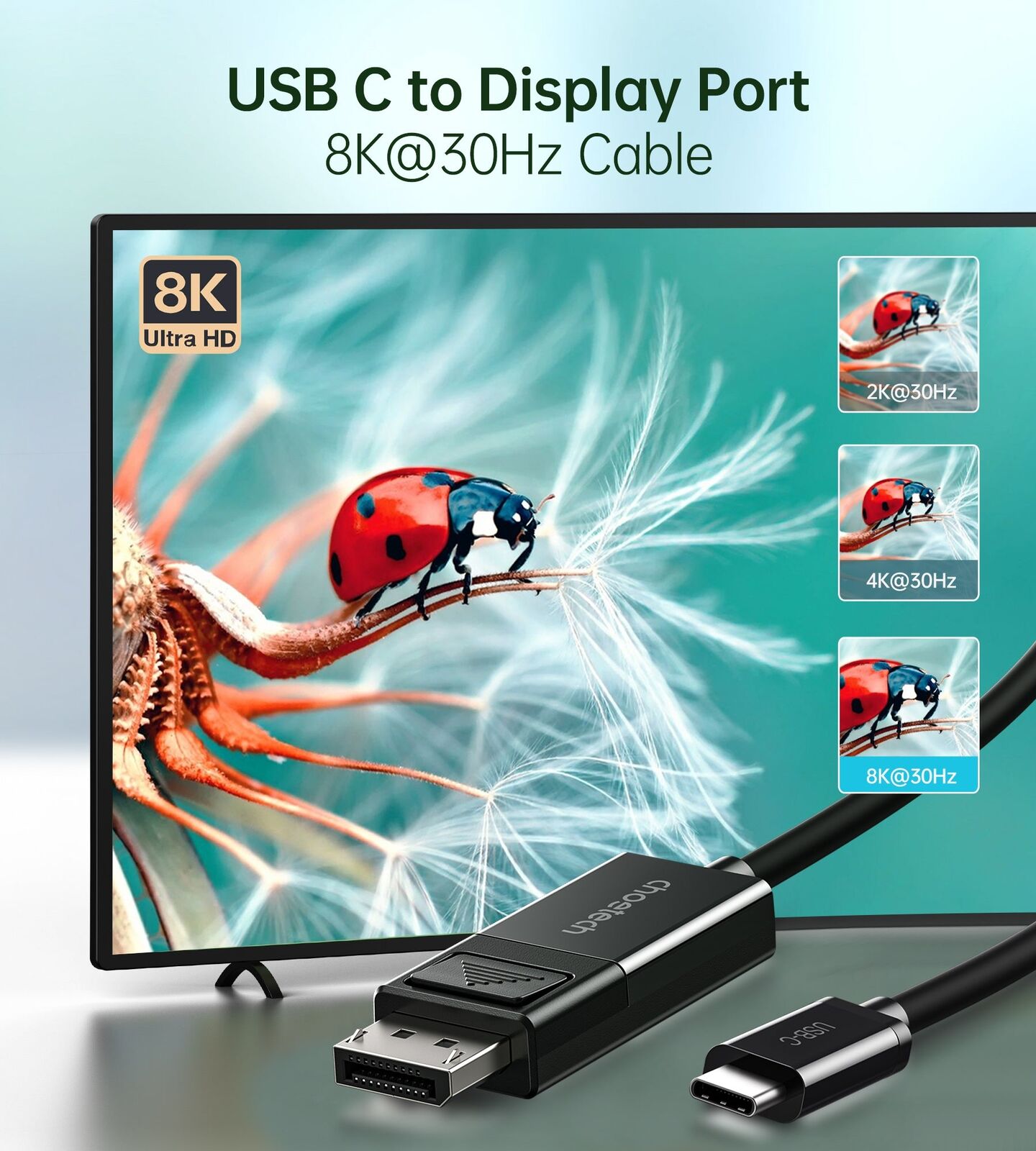 CHOETECH XCP-1803 USB-C To DisplayPort Cable 8K@30Hz 1.8M Two-Way Price