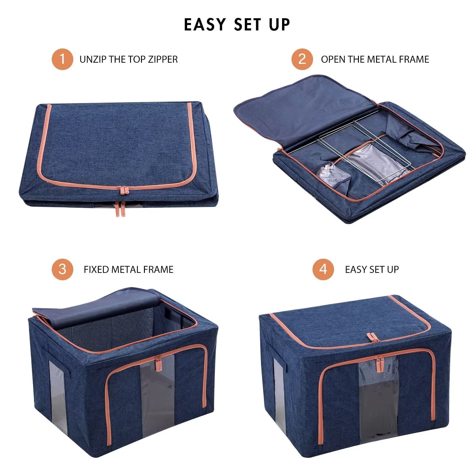 66L Cloth Storage Box Closet Organizer Storage Bags Clothes Storage Bags Wardrobe Organizer Idea Grey Blue Price