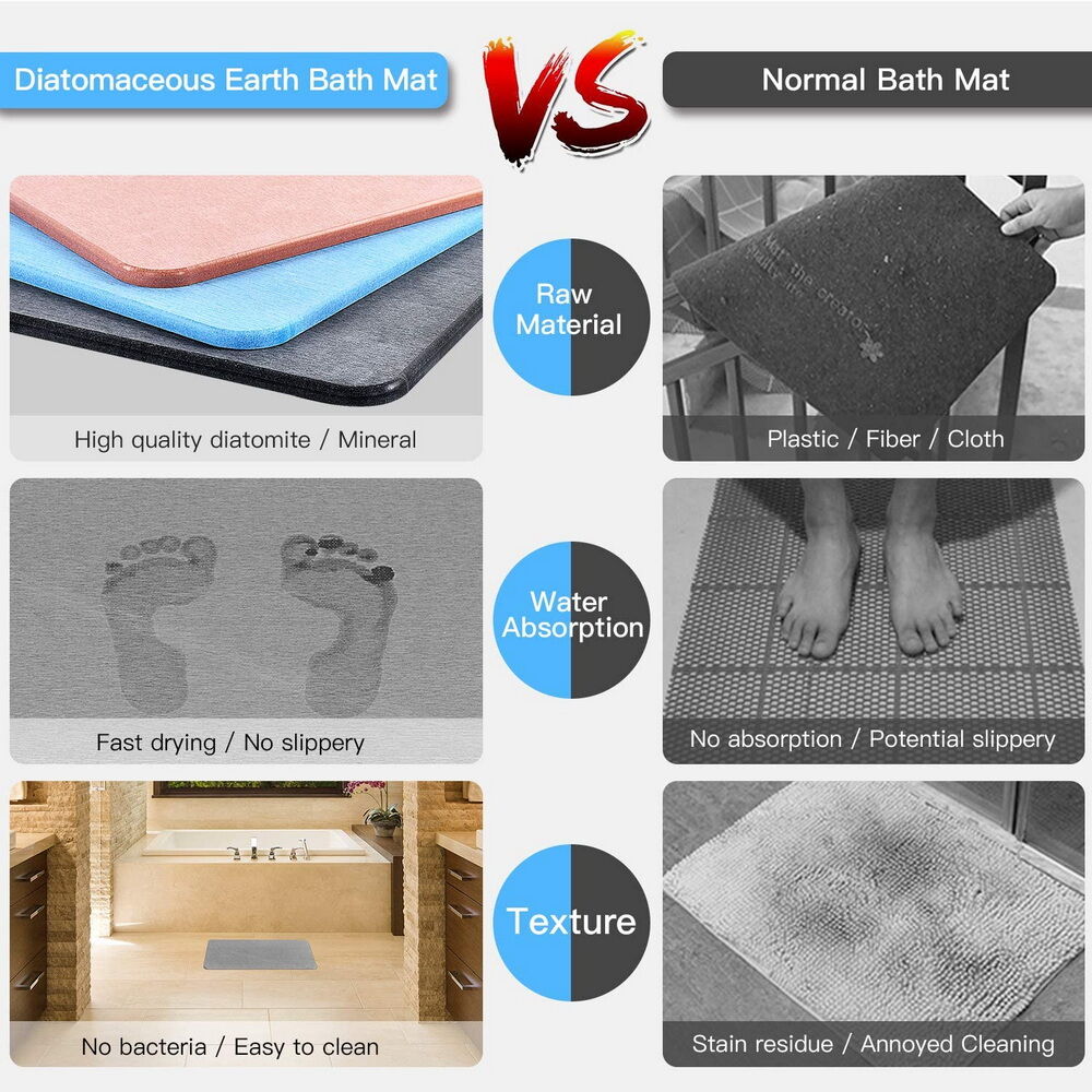60cm*40cm Diatomaceous Earth Bath Mat, Nonslip Absorbent - Fast Drying Bathroom Floor Shower Mats Anti-Slip Mat Price