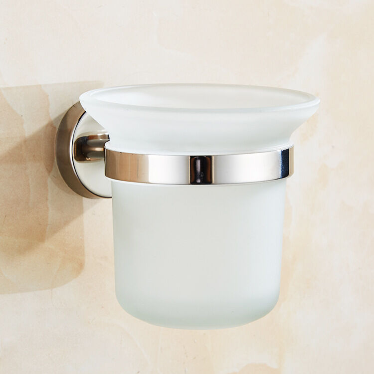 Toilet Brush Holder Wall Mount Rustproof Frosted Glass for Bathroom Price