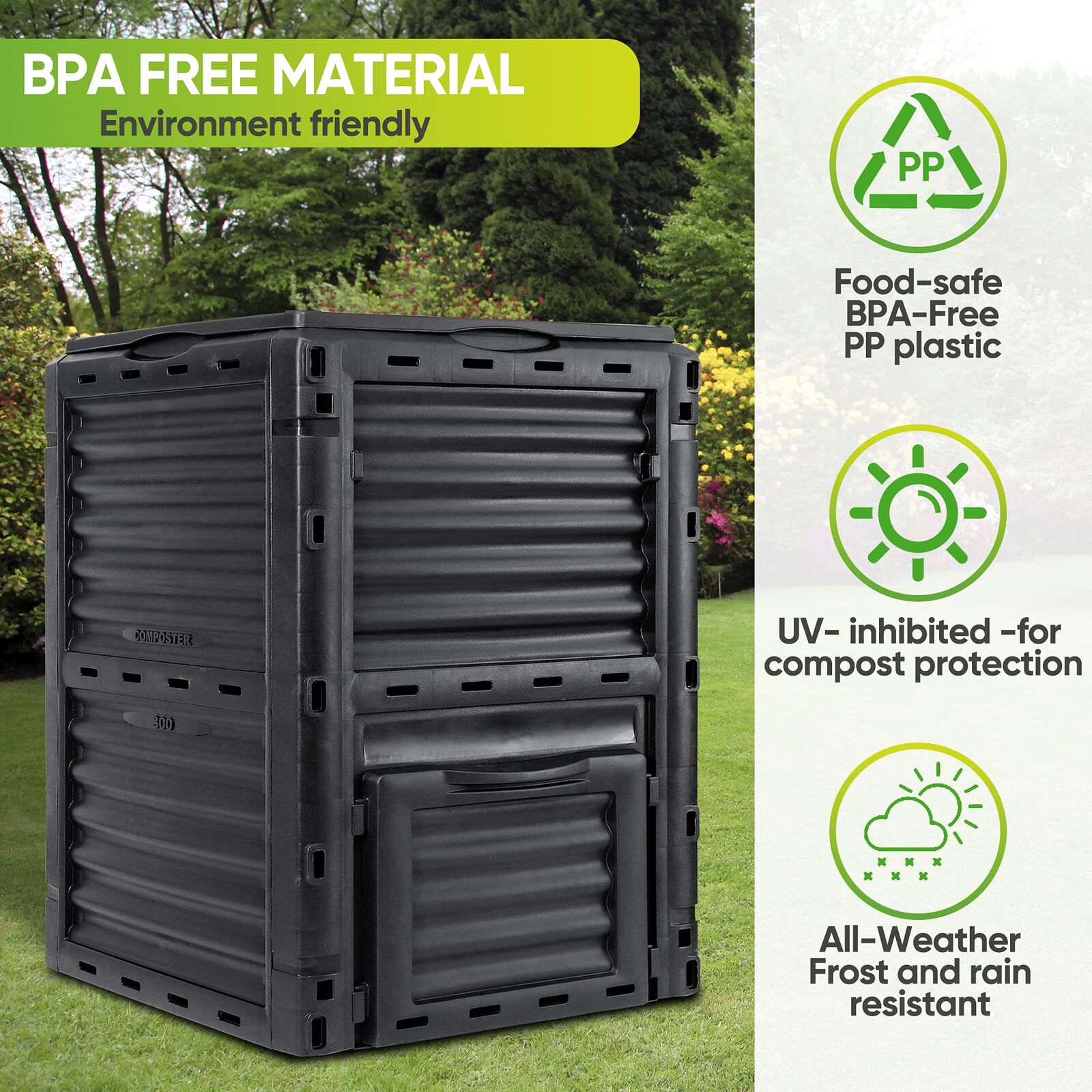 300L Large Garden Outdoor Compost Bin Composter BPA Free Compost Barrel Price