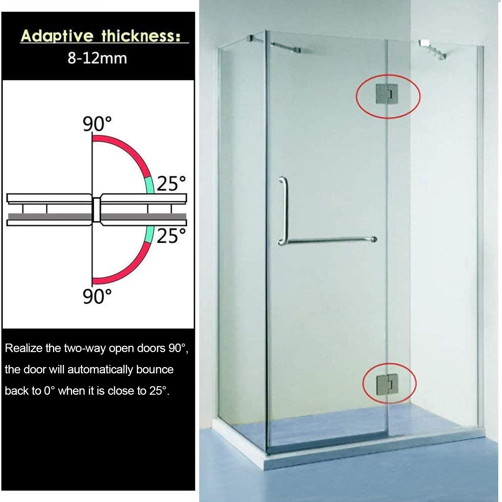 Shower Glass Door Gate Hinge 304 Stainless Steel 180 Degrees Polished Chrome Finish Price