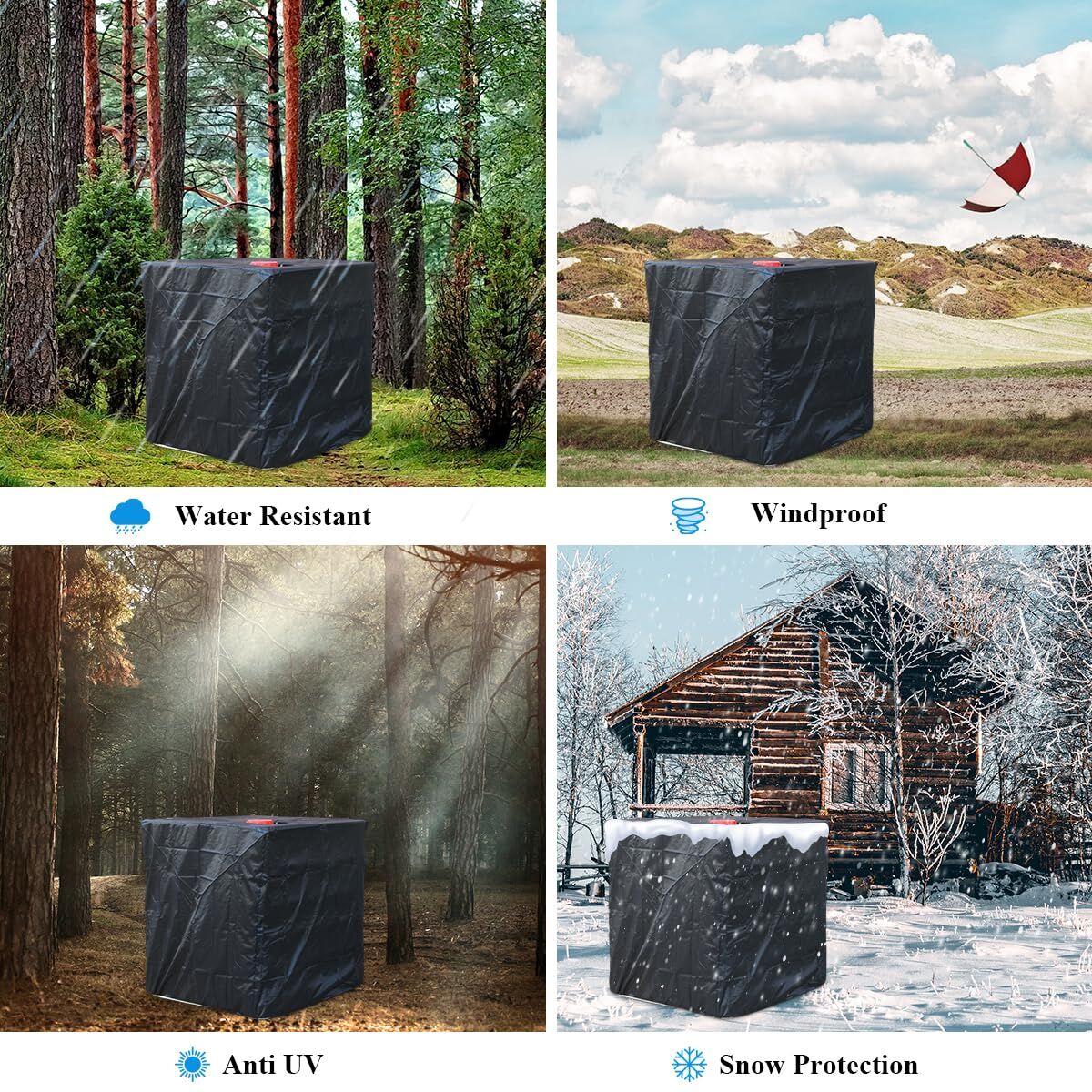 1000L 275 Gallon 420D IBC Tote Water Tank Cover Sunshade Waterproof Protective Cover IBC Tote Covers Price