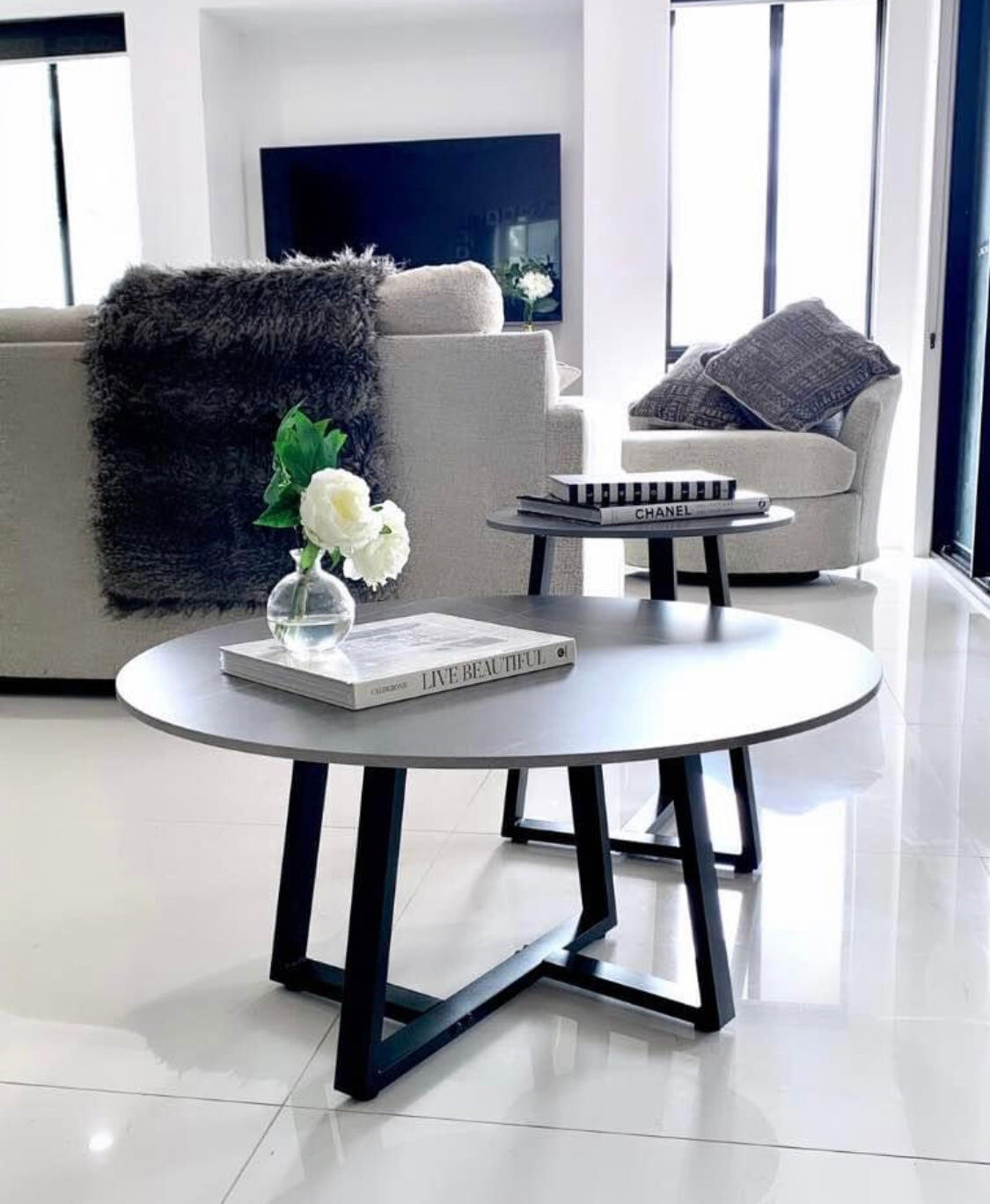 Broadway Two Tier Stone Coffee Table Set Price