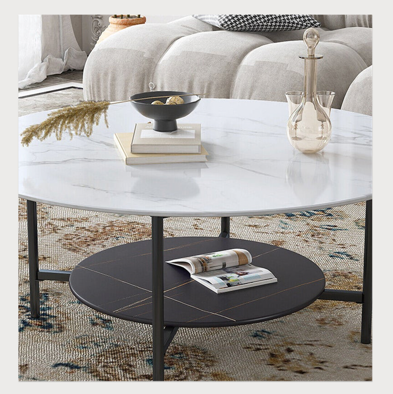 Duke Round Two Tier Stone Coffee Table Price