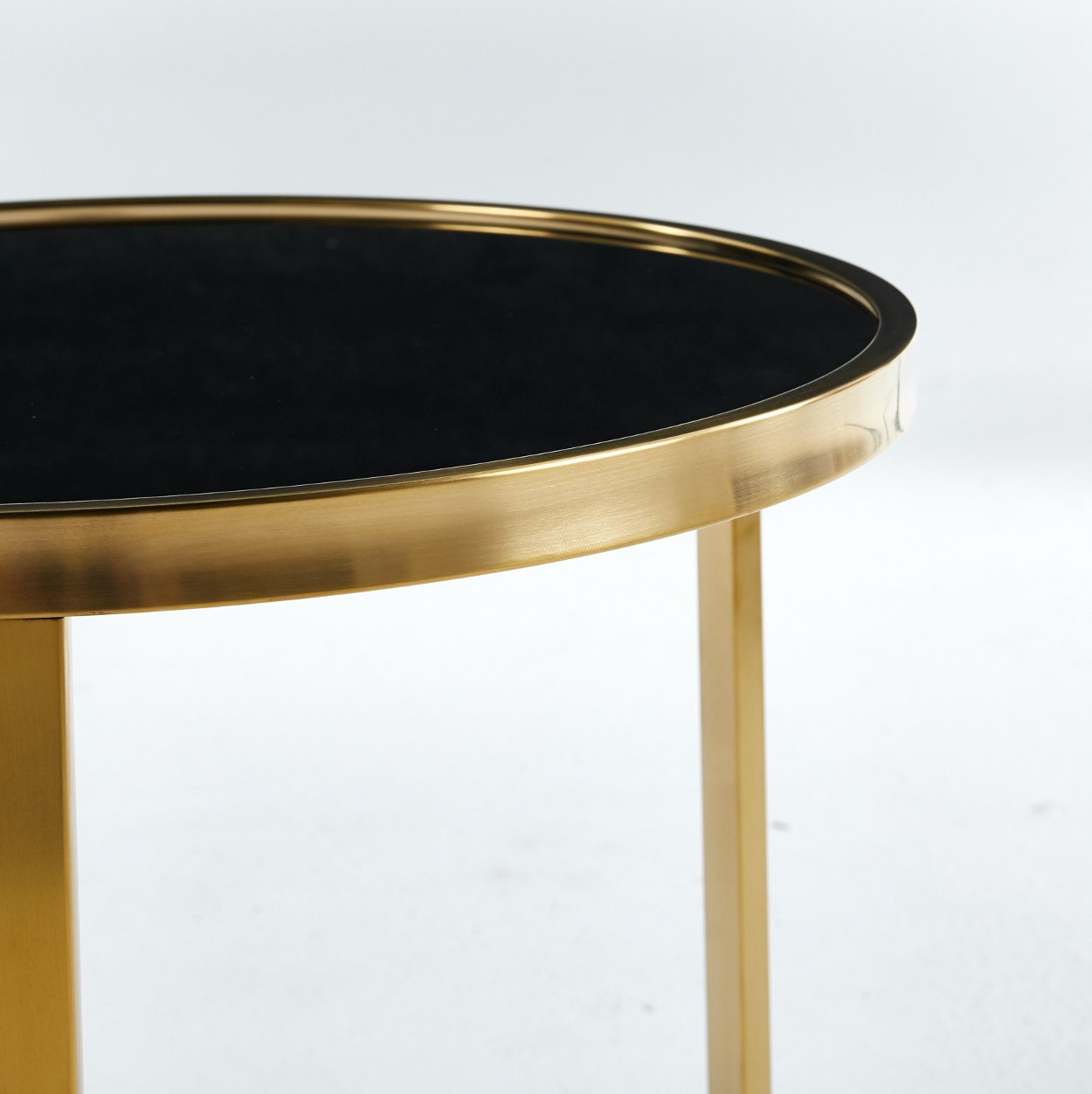 Interior Ave - Designer Giselle Black Glass & Brushed Gold Coffee Table Set Price