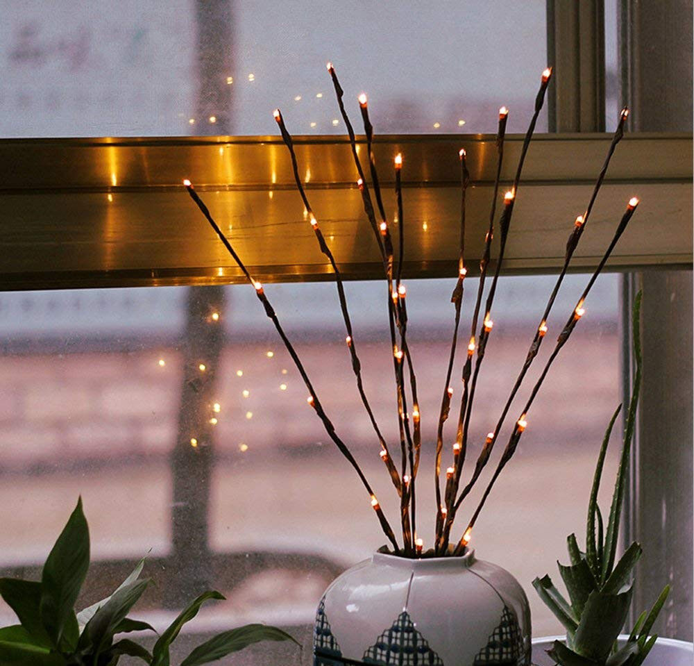 10 Sets of LED Light Bunch Stem - Warm White BATTERY fairy lights - 50cm high 20 bulbs/petals Price