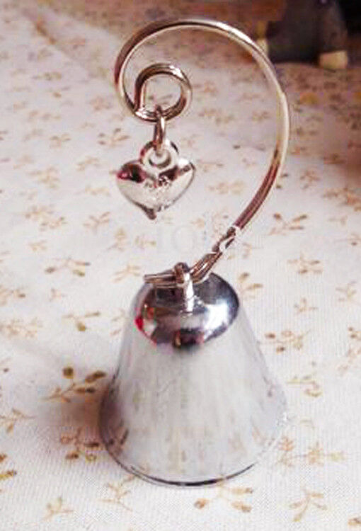 10 Pack of Silver Wedding Kissing Bell Name Card Stand Holder with Heart in Ring Bomboniere Favour Gift Price