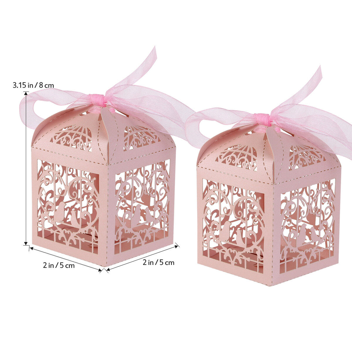 100 Piece Pack - Pink Dove Bird Heart Baby Birth naming Ceremony Bomboniere Favor Lolly Gift Card Box Price