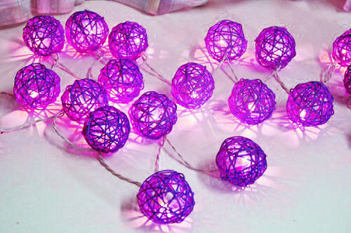 1 Set of 20 LED Cassis Purple 5cm Rattan Cane Ball Battery Powered String Lights Christmas Gift Home Wedding Party Bedroom Decoration Table Centrepiec Price
