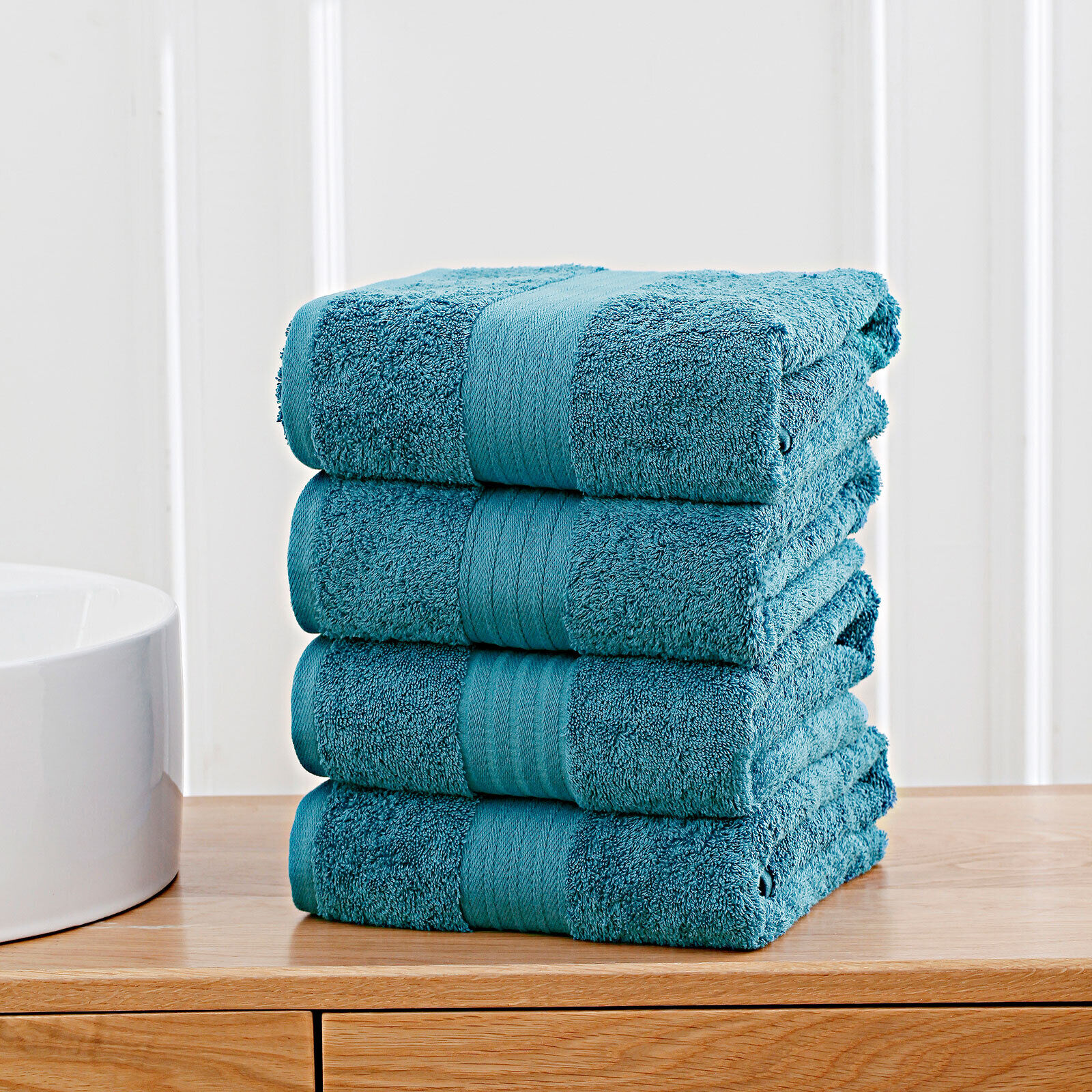 4 Piece Cotton Bath Towels Set - Blue Price