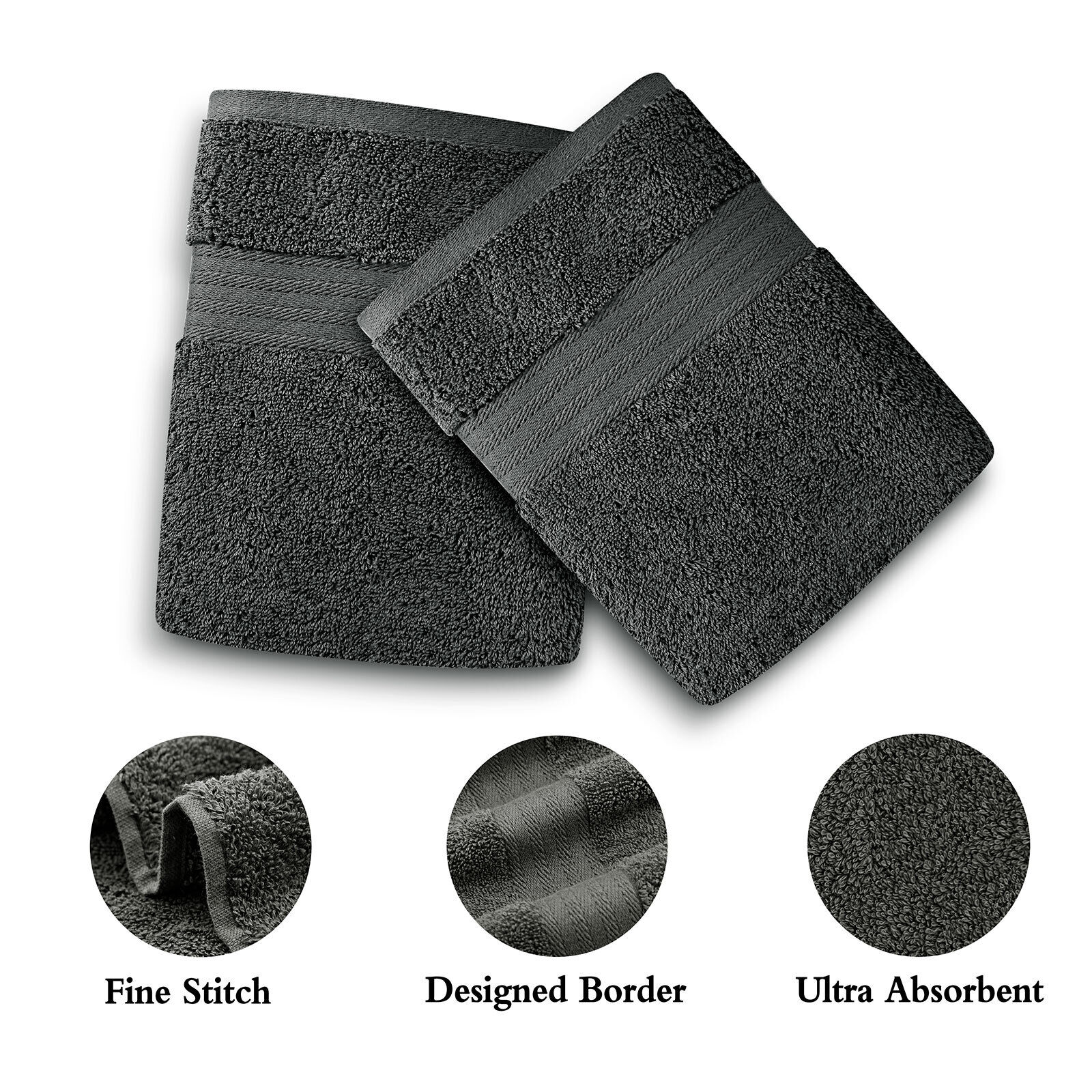 4 Piece Cotton Bath Towels Set - Charcoal Price