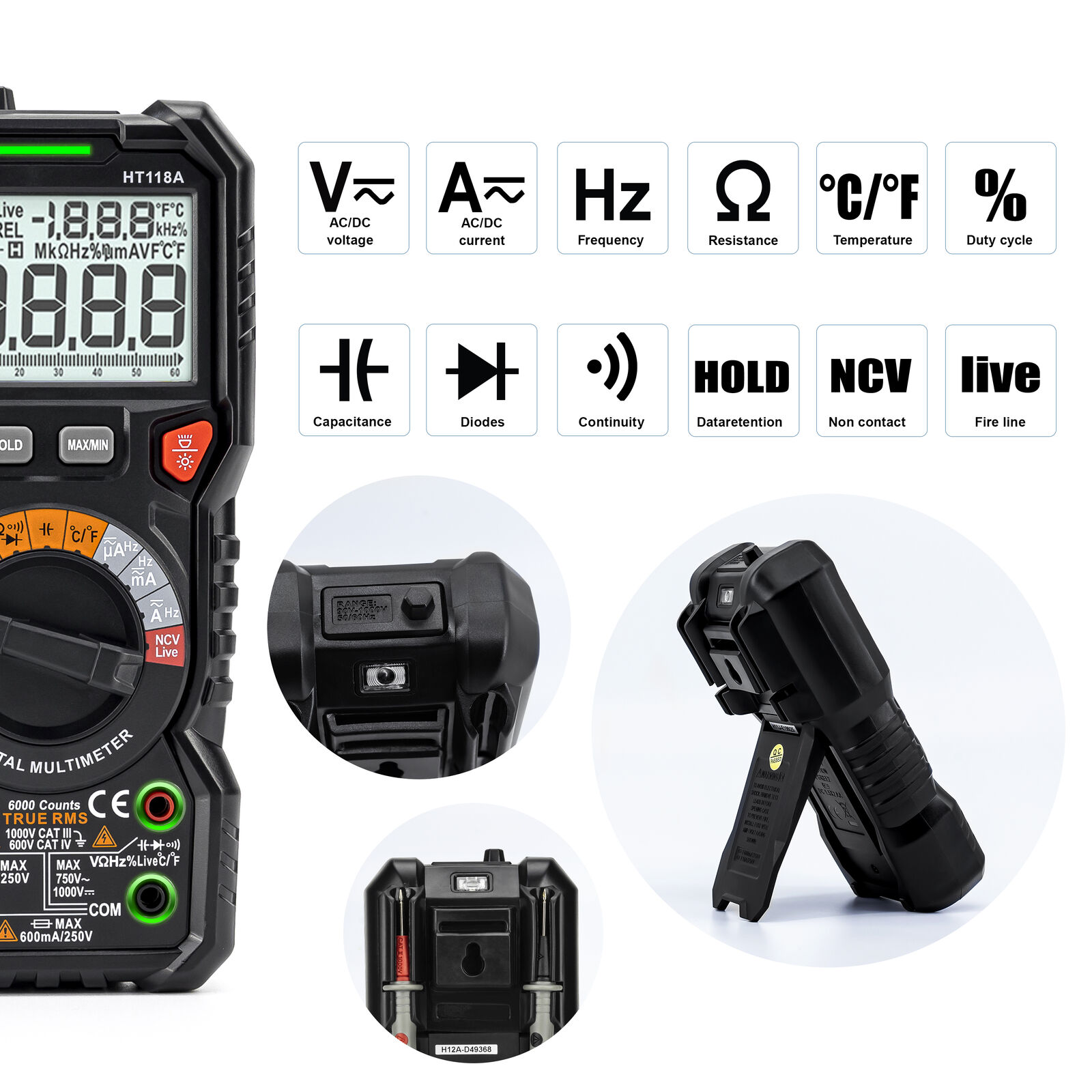 KAIWEETS Digital Multimeter TRMS 6000 Counts Voltmeter Auto-Ranging Fast Accurately Measures Voltage Current Amp Resistance Diodes Continuity Duty-Cyc Price