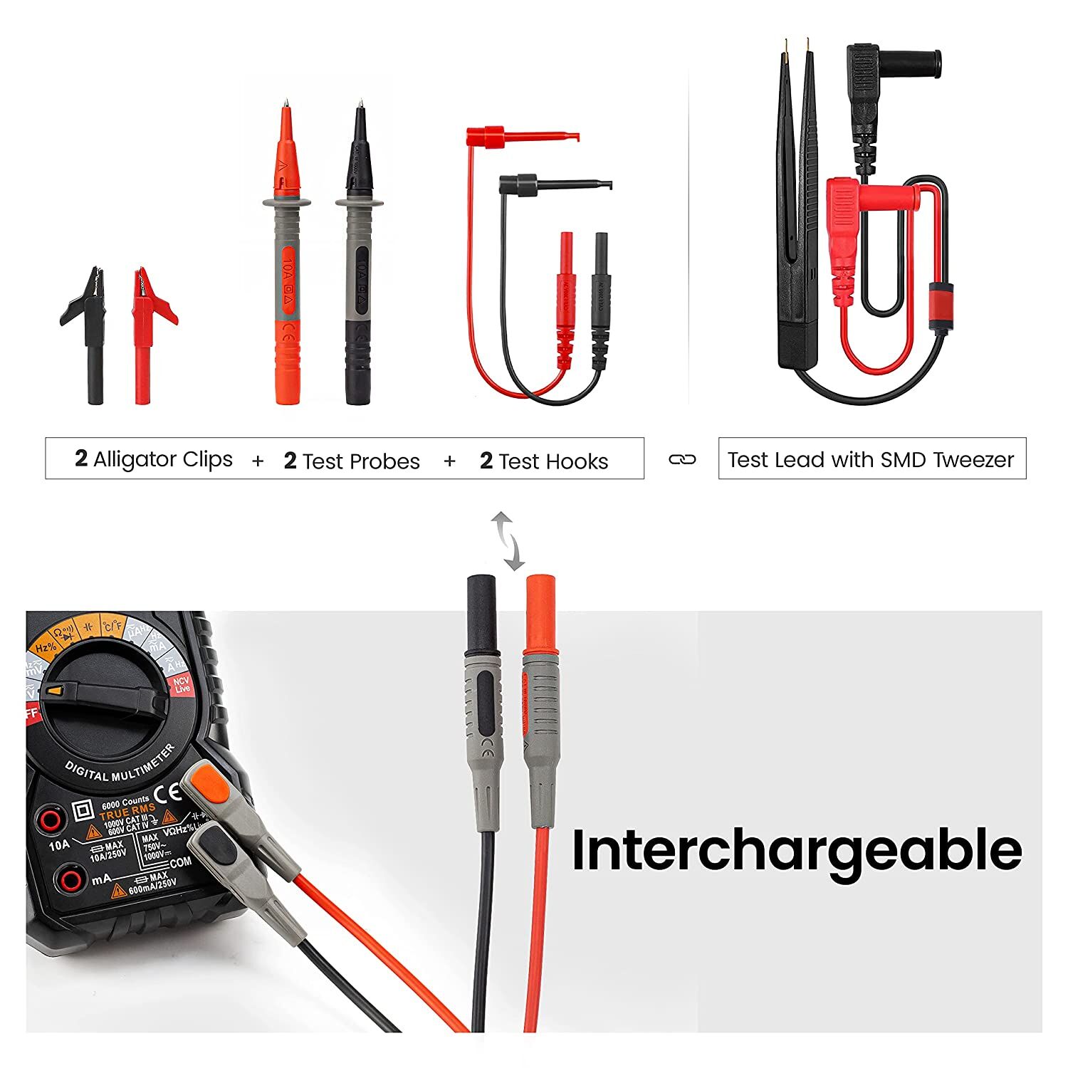 KAIWEETS Soft Silicone Electrician Test Leads Kit CAT III 1000V & CAT IV 600V with Alligator Clips and Needle Probe for Fluke/AstroAI/INNOVA Multimete Price