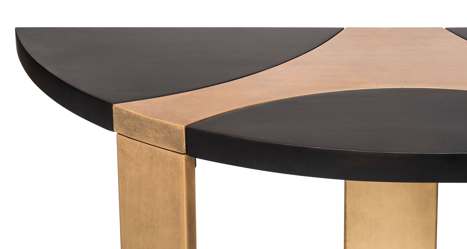 Contemporary Half Round Brass and Black Hallway Console Table Price