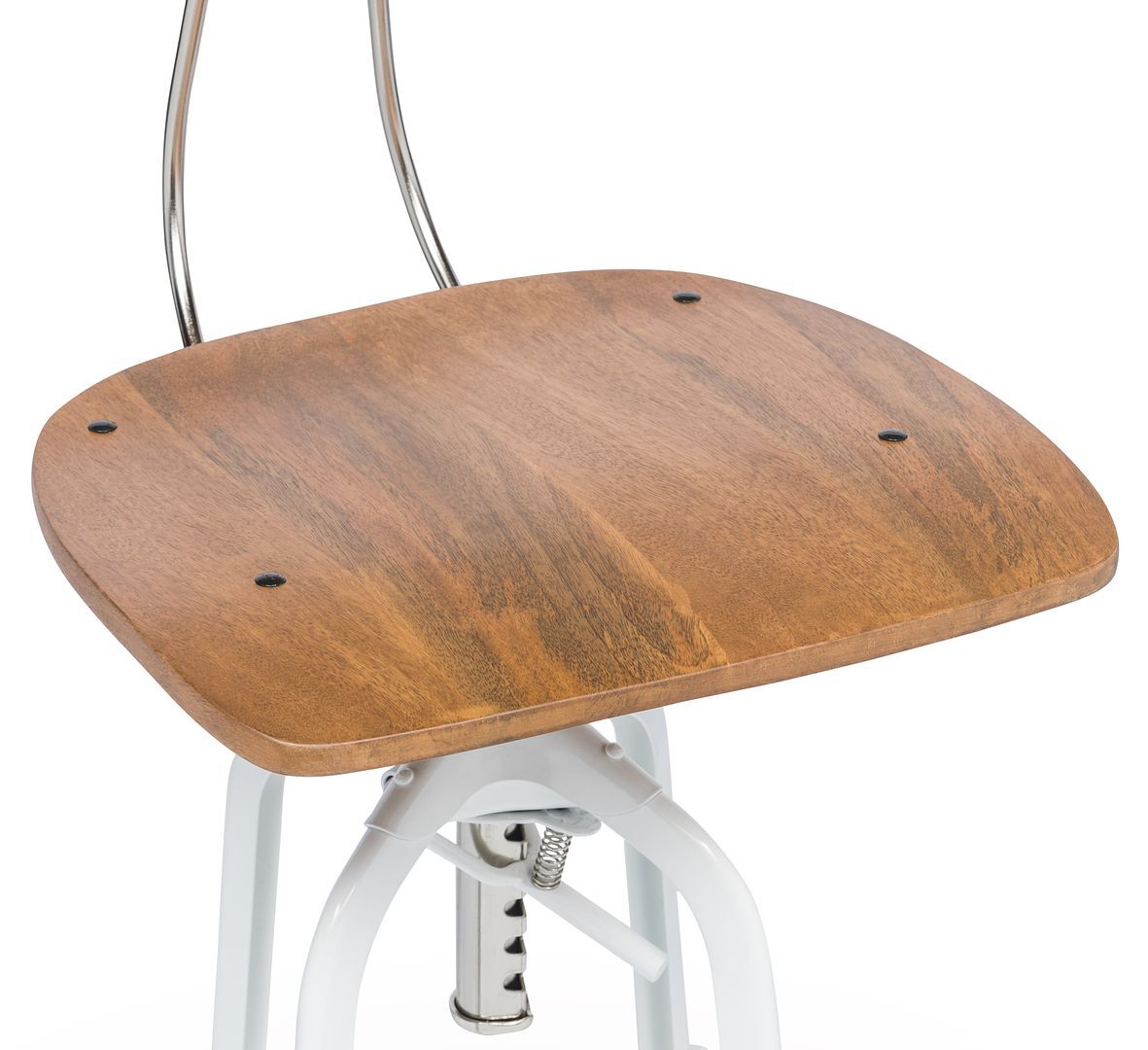 Hamptons Style White Bar Stool Chair Height Adjustable and Swivel with Natural Wood Top Price
