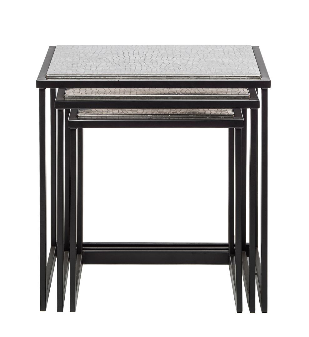 Black Iron Nested Tables with Stainless Steel Top in Set of 3 Price