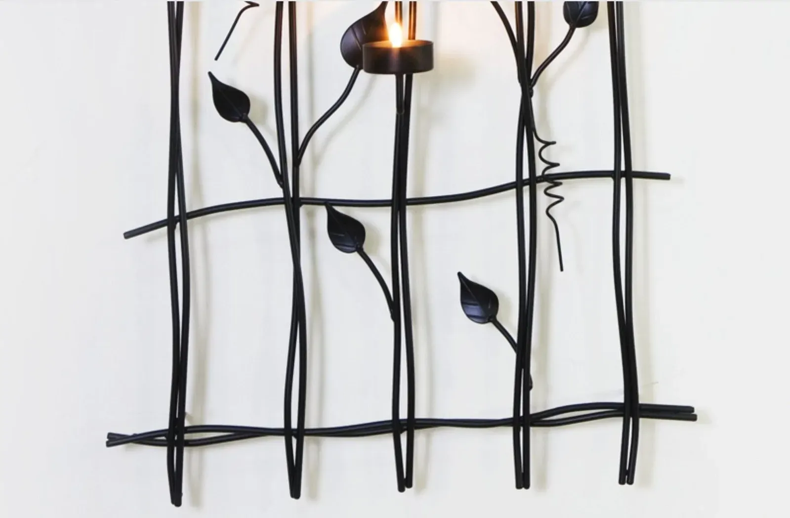 Leaf Style Black Tealight Candle Holders Wall Art Decor Price