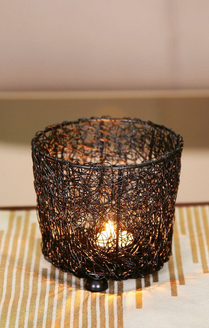 Wired Mesh Tealight Black Candle Holders - Set of 3 Price