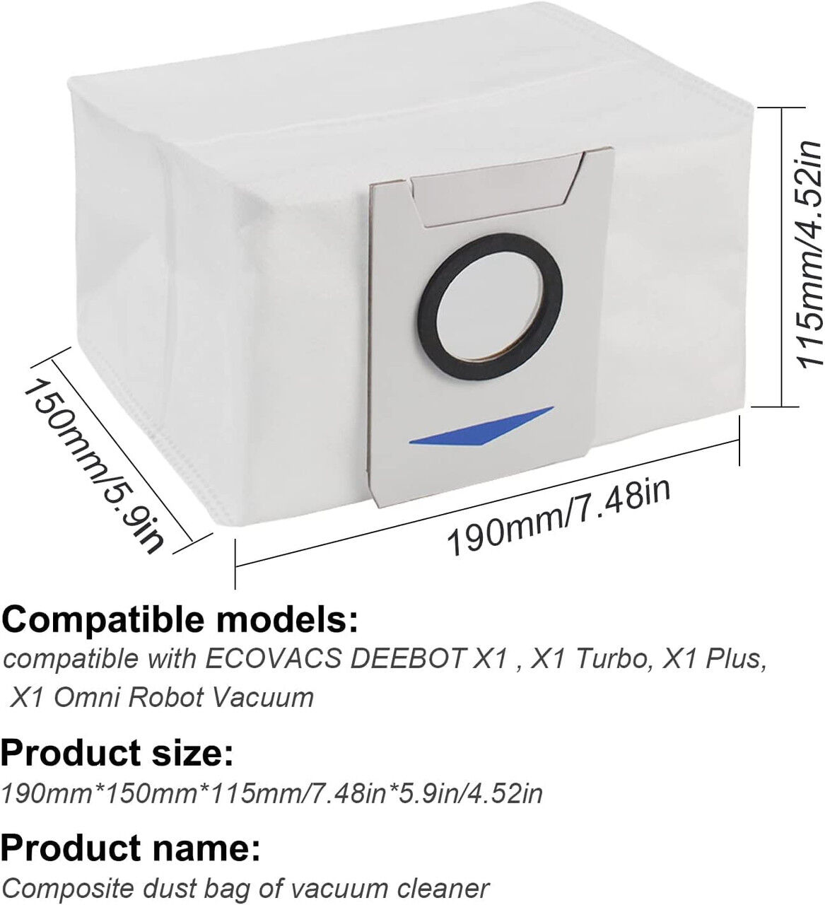 6 X Auto Empty Station Dust Bags For Ecovacs Deebot X1 Omni Series Robots Price