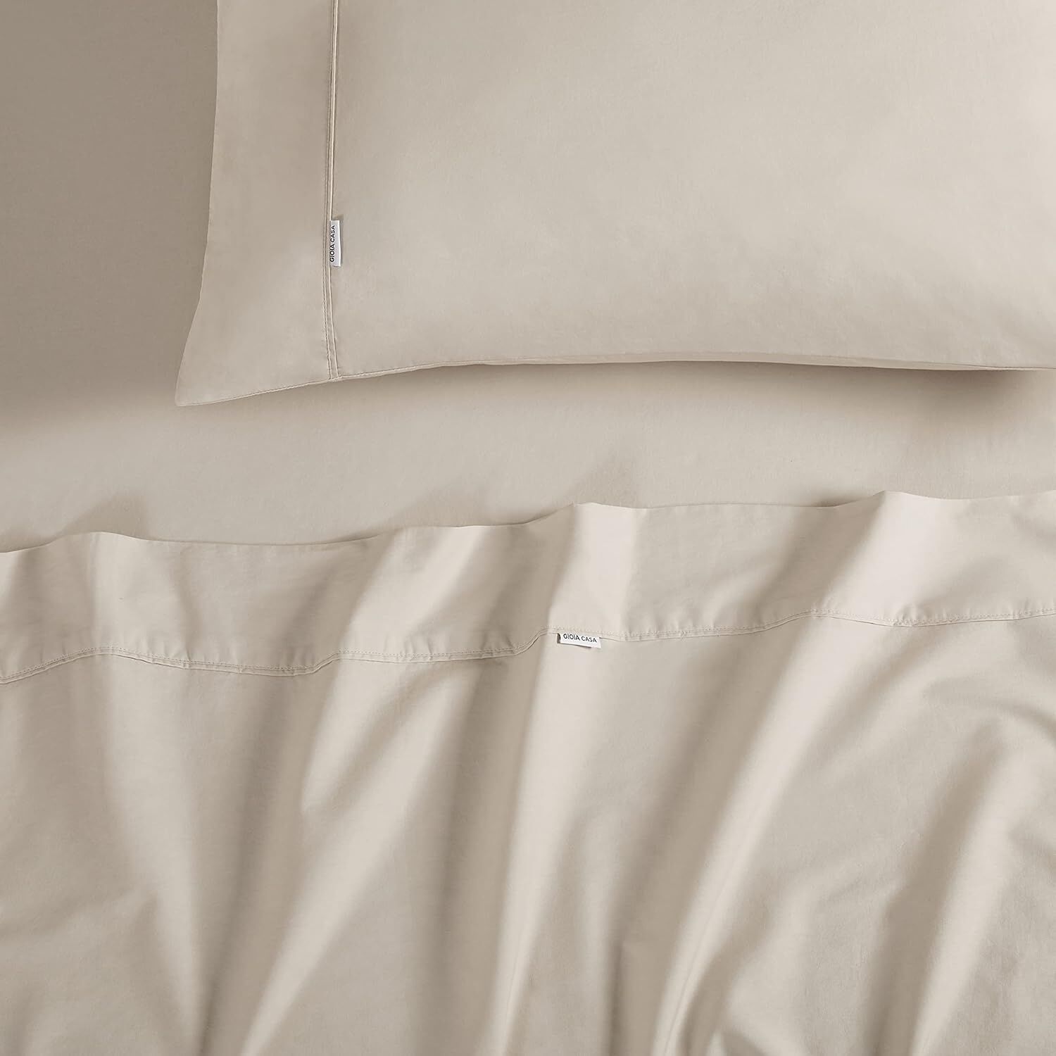 Gioia Casa Vintage Washed 100% Cotton Sheet Set with 1 Pillowcases - Natural - Single Price