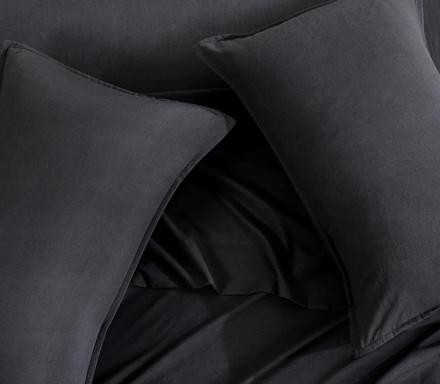 CleverPolly Vintage Washed Microfibre Sheet Set with 2 Pillowcases - Black - King Price