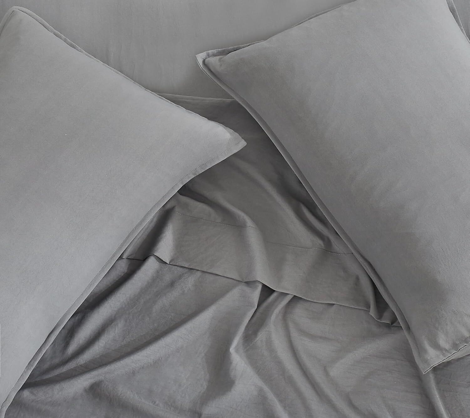 CleverPolly Vintage Washed Microfibre Sheet Set with 2 Pillowcases - Grey - King Price