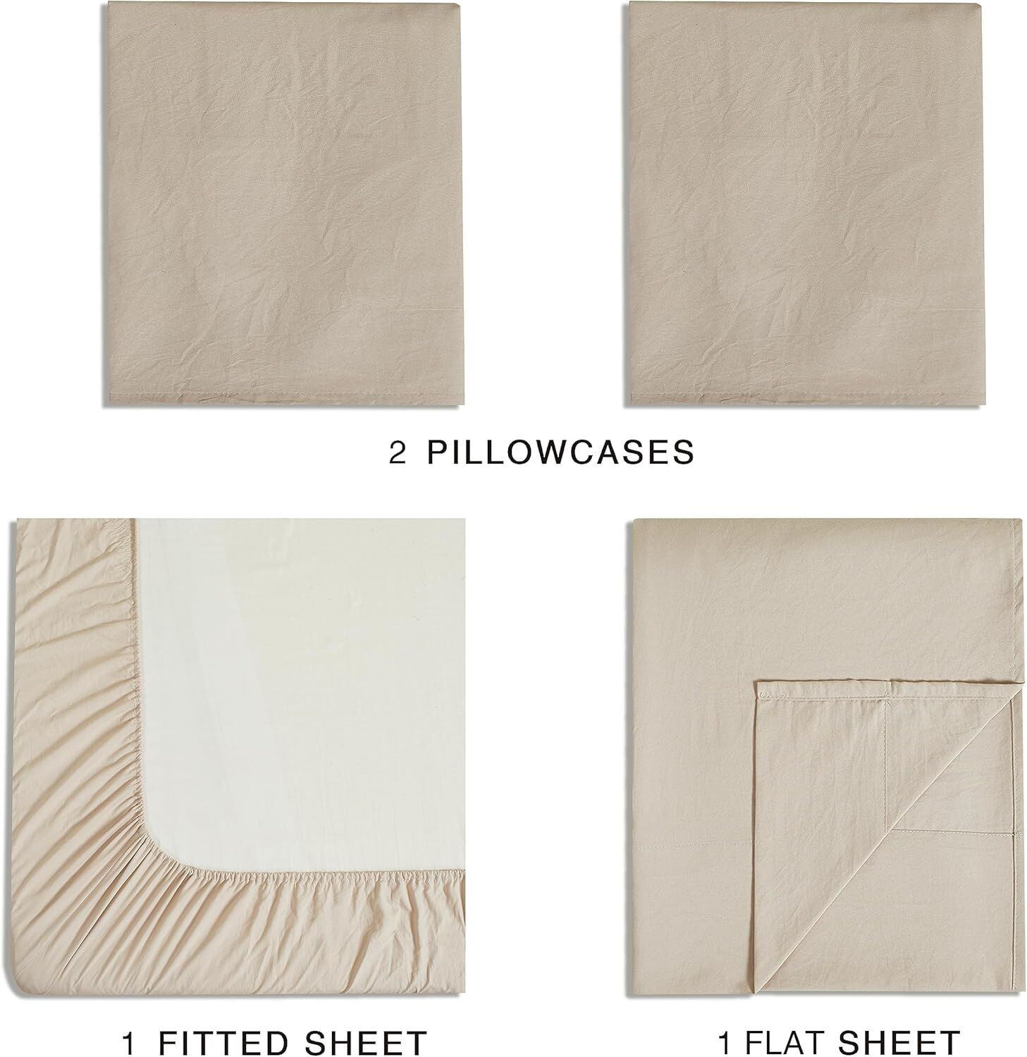 CleverPolly Vintage Washed Microfibre Sheet Set with 2 Pillowcases - Linen - King Price