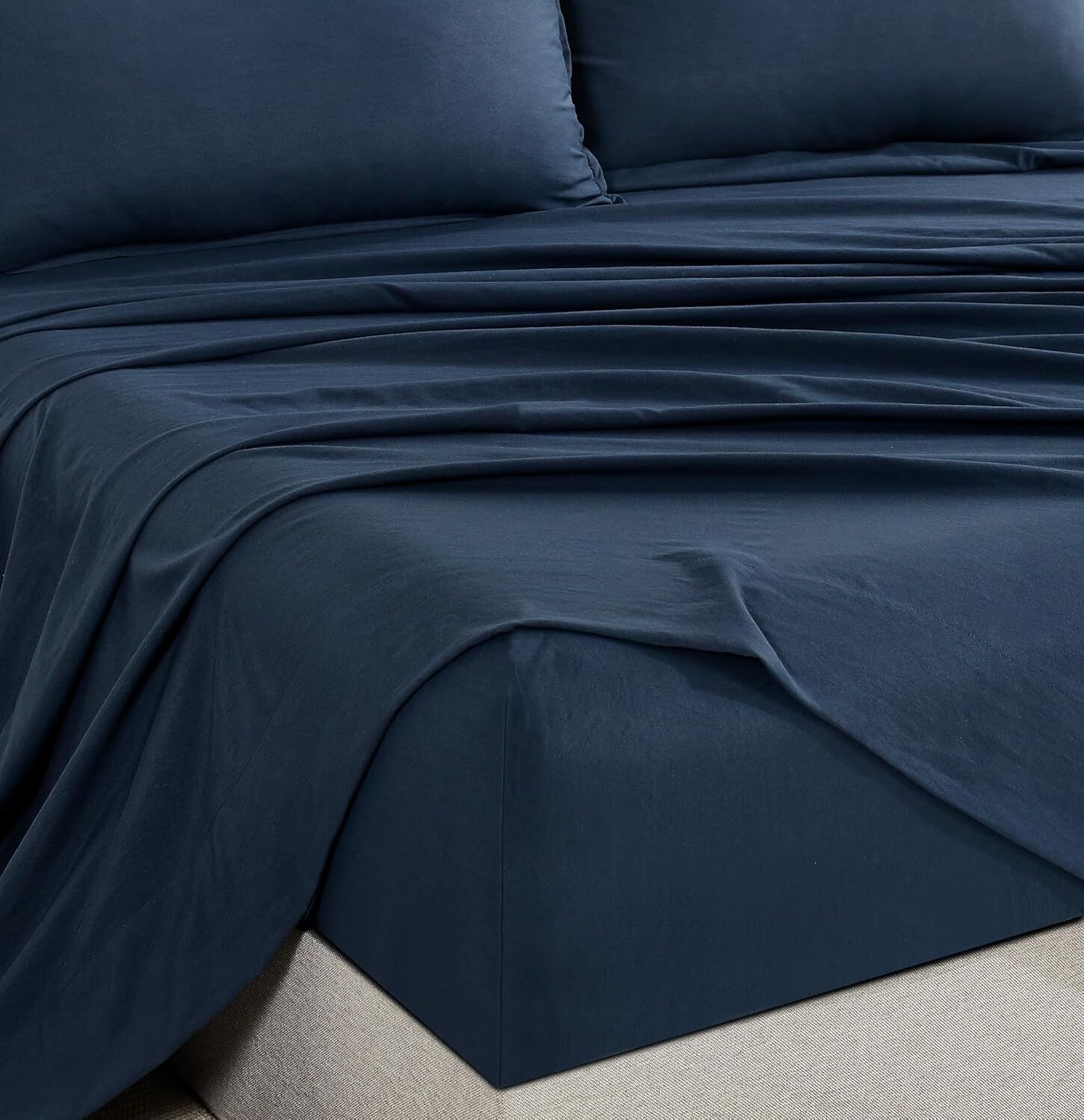 CleverPolly Vintage Washed Microfibre Sheet Set with 2 Pillowcases - Navy - King Price