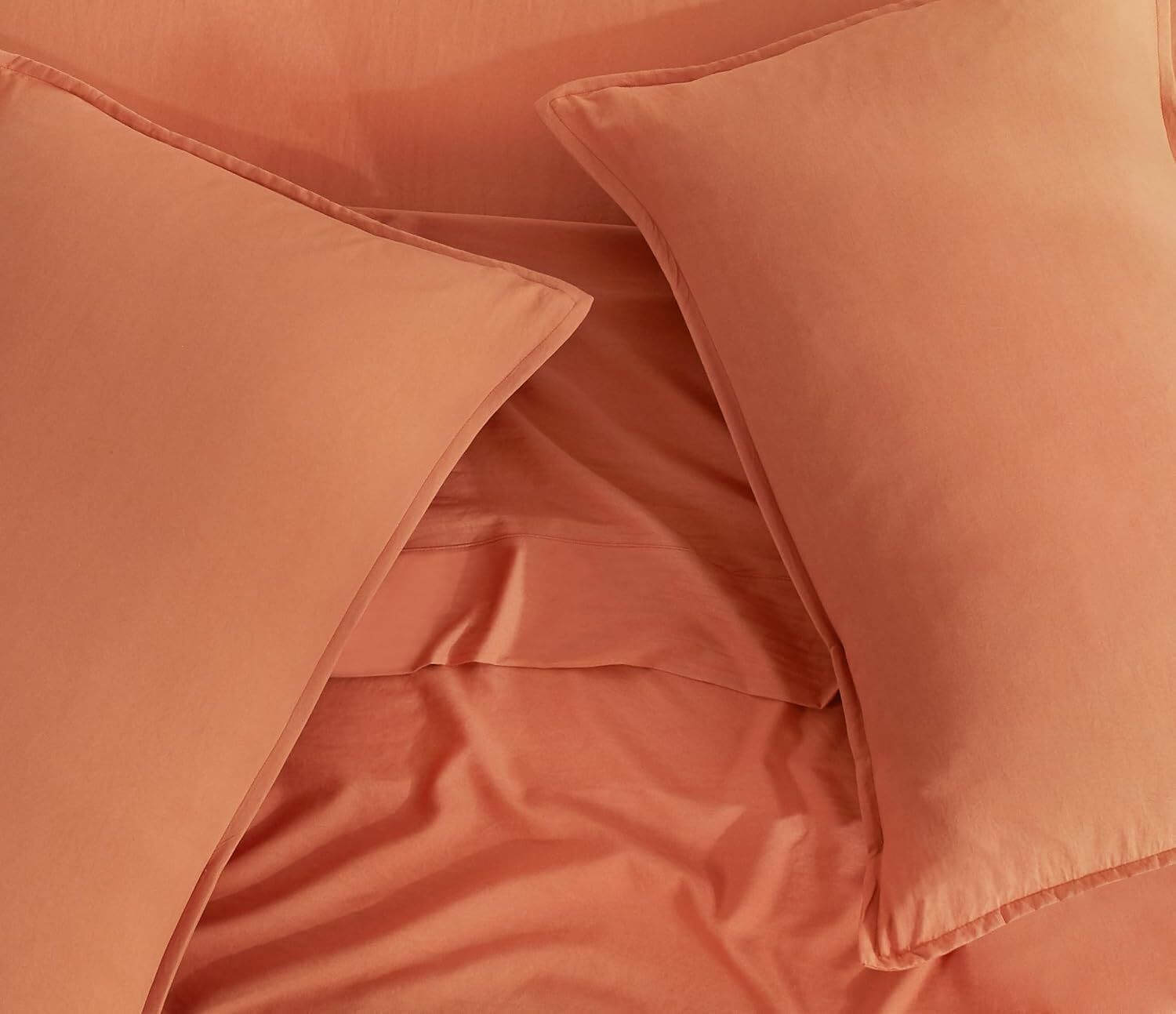 CleverPolly Vintage Washed Microfibre Sheet Set with 2 Pillowcases - Terracotta - King Price