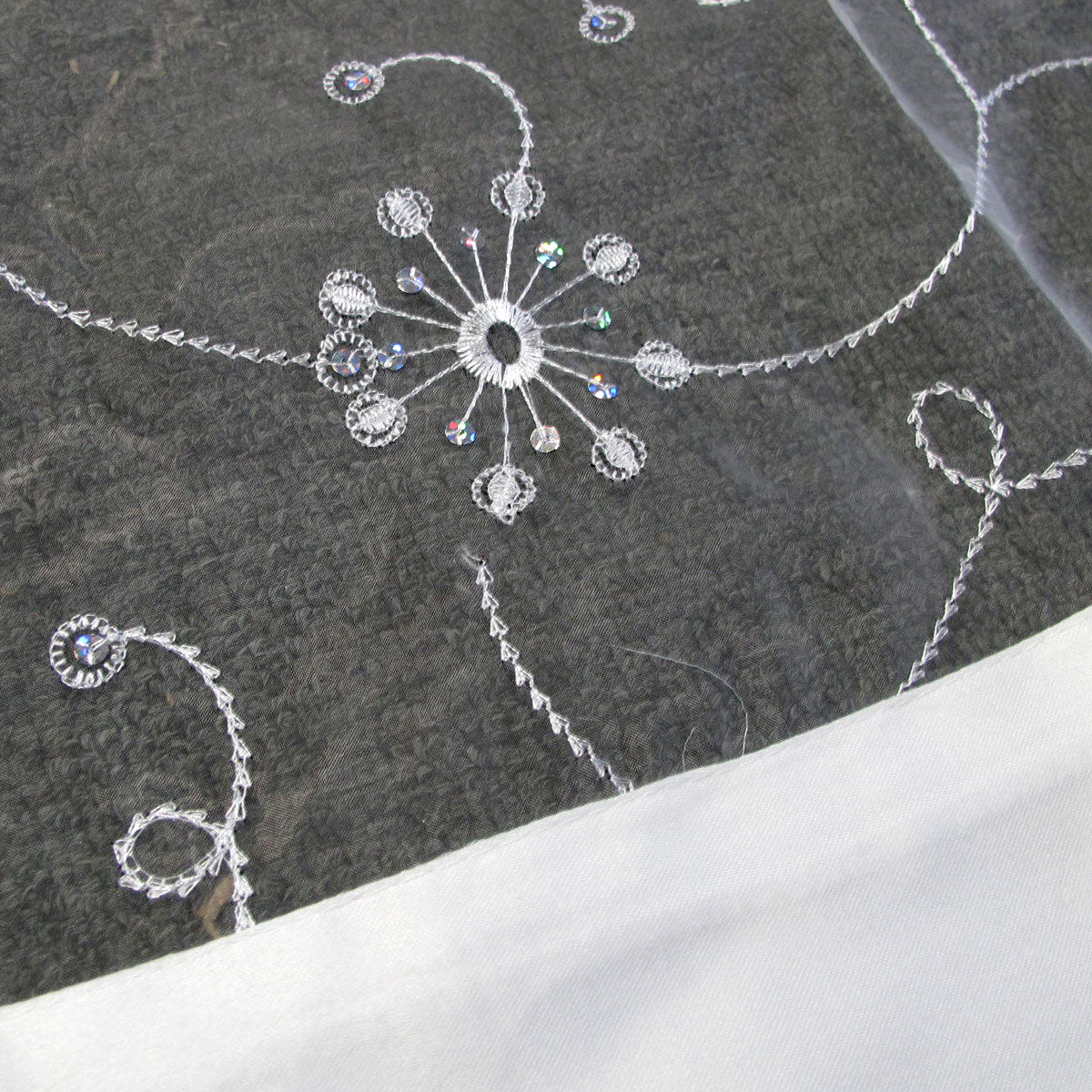 White Sequined Organza Glitter Table Cloth Topper 90 x 90 cm Price