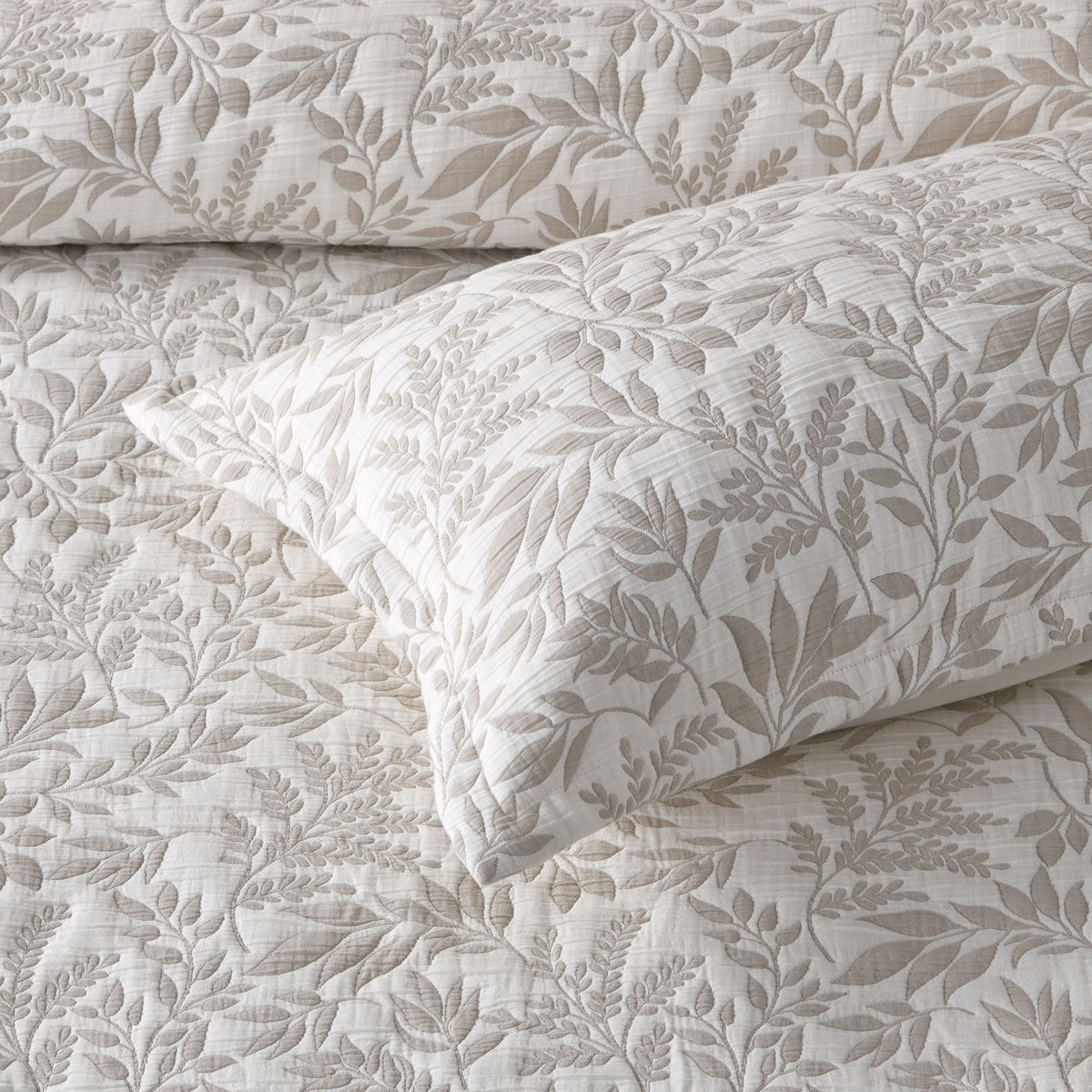 Bianca Ameila Stone Jacquard Quilted Foliage Bedspread Set Single Price