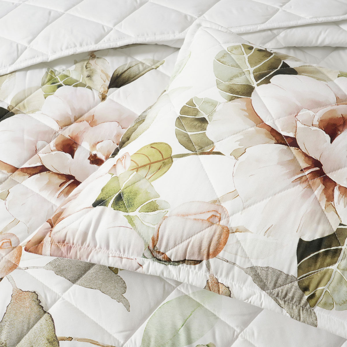 Bianca Rosalia White Floral Printed Quilted Polyester Coverlet Set Single/Double Price