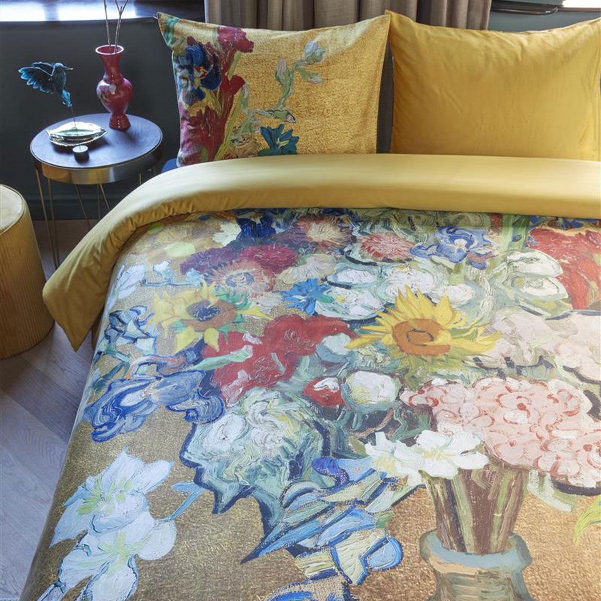 Bedding House Van Gogh Bouquet d'Anniversaire Gold Cotton Sateen Quilt Cover Set Queen Price